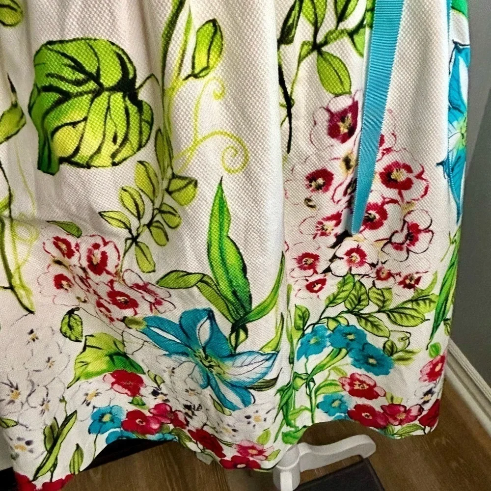 ❤️💚”David Meister” Strapless Floral Midi Dress w/Back Zipper Size 8🩵❤️ - Picture 4 of 11